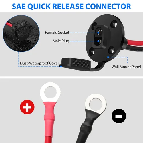 Miniatura 3 de Linkstyle 2 conectores rápidos de enchufe de alimentación SAE de 2 pies 10 AWG a junta tórica, cable de extensión SAE para generador solar, cargador