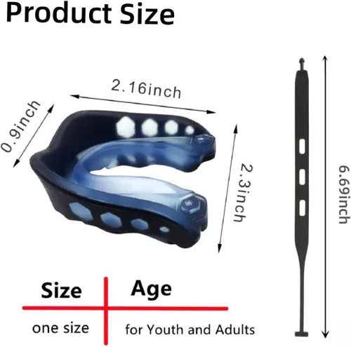 Miniatura 2 de Protector bucal de fútbol, 2 unidades, protectores bucales para deportes juveniles, para boxeo, con correa, sin sabor, lacrosse hockey, protectores