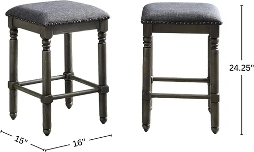 Miniatura 2 de Roundhill Furniture Arnhem Taburetes tapizados de madera para encimera, juego de 2, color gris