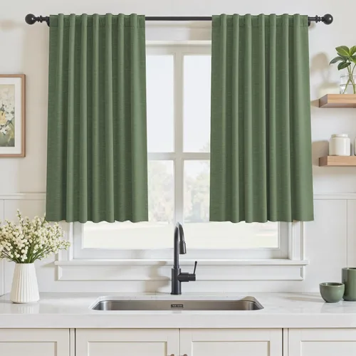 Miniatura 9 de Cortinas opacas de 54 pulgadas de largo para dormitorio, sala de estar, cortinas beige con aislamiento térmico, oscurecimiento de la habitación