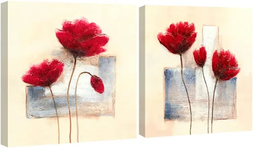 Miniatura 10 de Wieco Art Arte de pared enmarcado con encanto, impresiones en lienzo de primavera, pinturas al óleo florales abstractas sobre lienzo, arte de pared