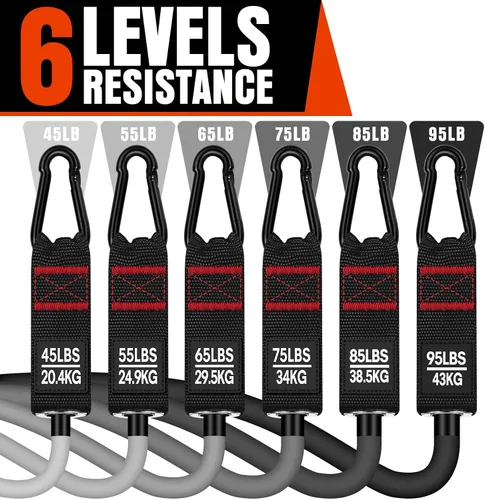 Miniatura 4 de Bandas de resistencia pesada para entrenamiento, bandas de ejercicio de 300 libras con asas, bandas de entrenamiento para hombres, juego de bandas