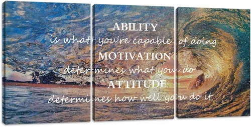 Pósteres inspiradores motivacionales para pared, pintura en lienzo con diseño de salida del sol, mar azul, océano, paisaje natural, decoración de
