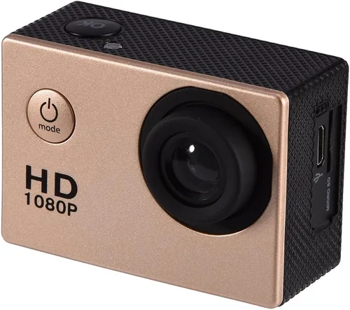 Miniatura 4 de Mini cámara deportiva, 2 pulgadas, 1080P, pantalla LCD completa, cámara de acción 4K 98.4 ft con mini videocámara accesorios de montaje, soporte, oro