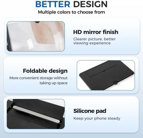 Miniatura 6 de Lupa de teléfono de pantalla grande, pantalla 3D HD 2026 para películas, videos, juegos, soporte plegable para teléfono con amplificador de pantalla