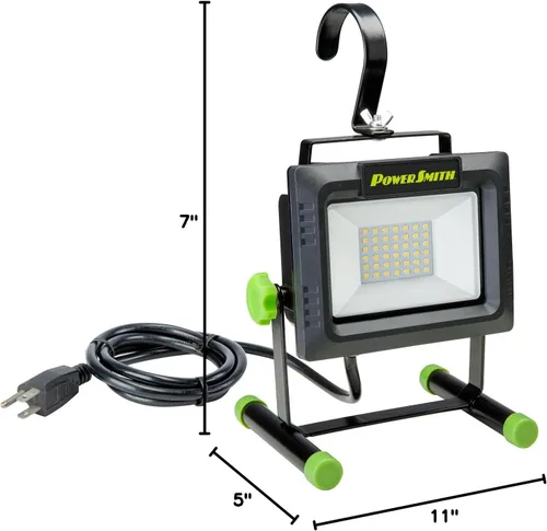 Miniatura 7 de PowerSmith 4000 lúmenes Luz de trabajo LED portátil con soporte de metal completo y interruptor sellado para luz de inundación para todo clima