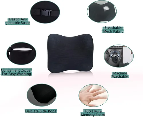 Miniatura 3 de Super Fit - Almohada para reposacabezas de automóvil, almohada para conducir con correa ajustable, almohada de cuello 100% espuma viscoelástica
