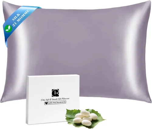 Miniatura 29 de Ravmix - Juego de 2 fundas de almohada de seda para cabello y piel con cremallera oculta, juego de 2 fundas de almohada de seda de morera 21Momme