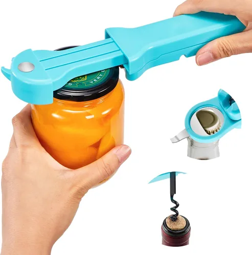 Miniatura 10 de 7 en 1 Abridor de Tarros, Abridor de Botellas y Abridor de Vino para Personas Mayores con Artritis, Manos Débiles, Abridor de Latas Magnético Negro