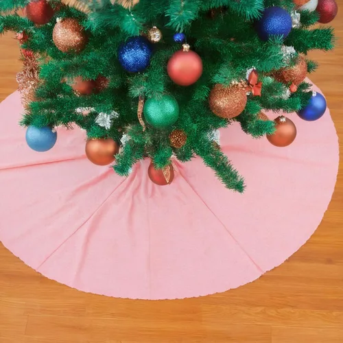 Miniatura 4 de ShinyBeauty Falda de árbol de Navidad rosa claro de 24 pulgadas, falda de lentejuelas para lápices/mini árboles, cubierta navideña para Año Nuevo