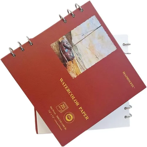 Miniatura 9 de MAIMOUFIN Cuaderno de acuarela, papel de acuarela 100% algodón, 19.3 cm x 19.3 cm, 20 hojas (140 lb/300 g/m²) prensado en frío, cuaderno de bocetos