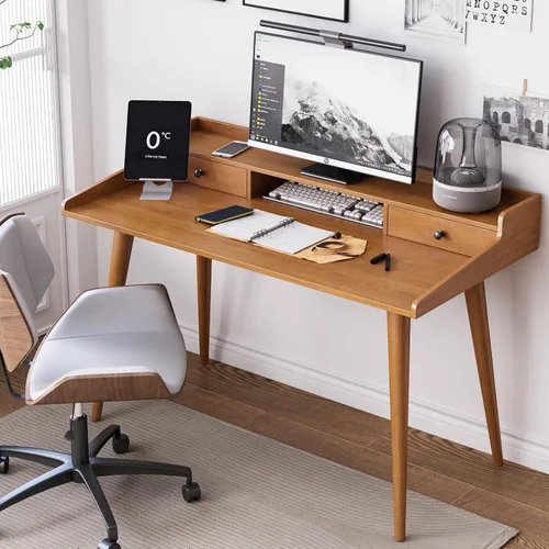 Miniatura 8 de Escritorio moderno de mediados de siglo, escritorio de madera para oficina en casa de 41 pulgadas, escritorio para computadora o computadora