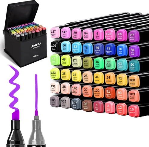 Marcadores de Alcohol, juego de 48 colores de marcadores permanentes para dibujo artístico, suministros de pintura para niños, adultos, marcadores