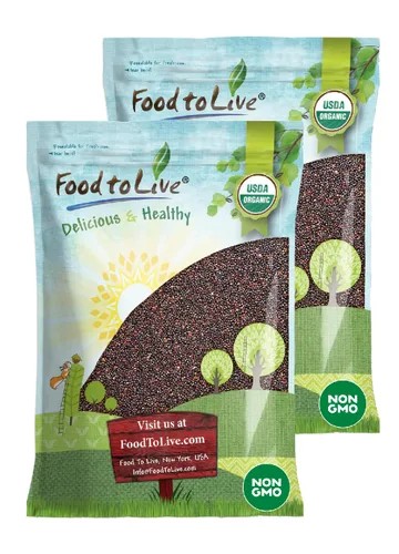 Miniatura 8 de Quinua negra orgánica, 8 onzas, sin OMG, grano entero, germinable, kosher, vegano, Sirtfood, a granel. Fácil de cocinar. Buena fuente de grasas