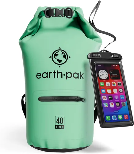 Miniatura 46 de Earth Pak Bolsa seca impermeable con bolsillo con cremallera, mochila impermeable para mantener el equipo seco Amarillo