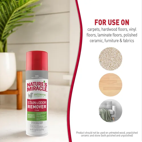 Miniatura 7 de Nature's Miracle Aerosol espumoso removedor de manchas y olores para perros, 17.5 onzas (P-68340)