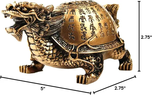 Miniatura 7 de Estatua de tortuga de dragón de Feng Shui Longevity para decoración de oficina en casa - 5 pulgadas de largo