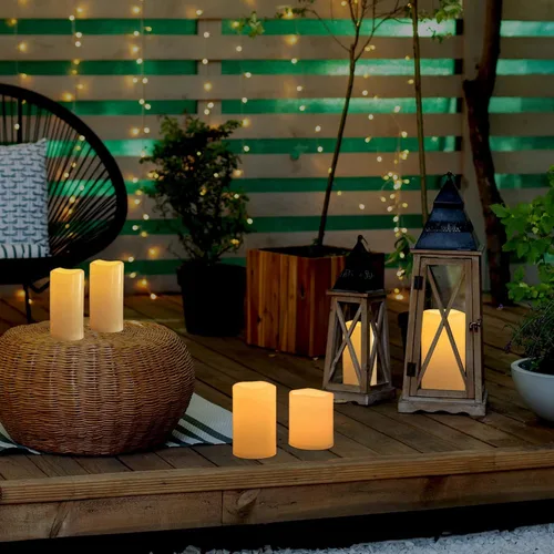 Miniatura 3 de Velas sin llama impermeables extra grandes para exteriores de 12" x 5" que funcionan con baterías, velas LED parpadeantes tipo pilar con control