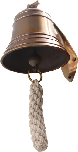 Miniatura 4 de Campana de Latón Antiguo Sólido de 4" de Calidad Marina Montada en la Pared, Campana Colgante de Barco Perfecta para Cena, Interior, Exterior