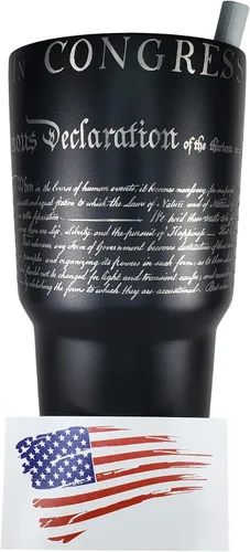 Miniatura 19 de Gadsden Flag Don't Tread on Me - Vaso patriótico de 30 onzas, taza de viaje con la bandera estadounidense, taza de café patriótica, doble