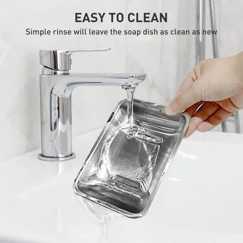 Miniatura 5 de Jabonera de acero inoxidable, soporte grande de doble capa para jabón, jabonera de metal para baño, ducha, cocina y encimeras de fregadero