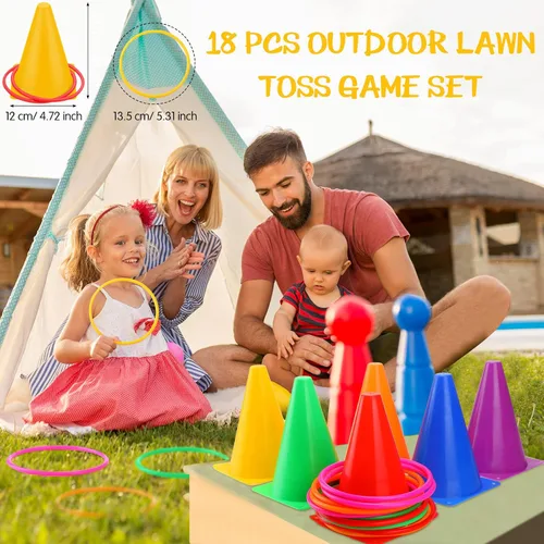Miniatura 6 de Yunsailing Juego de 63 piezas de juegos de carnaval al aire libre para niños, incluye bolsa de frijoles de animales, conos de plástico, anillo