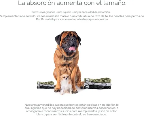 Miniatura 4 de Pet Parents® Pañales lavables para perros (paquete de 3) + Extendrs® de pañales duraderos para perros, pañales premium para perros hembras y machos