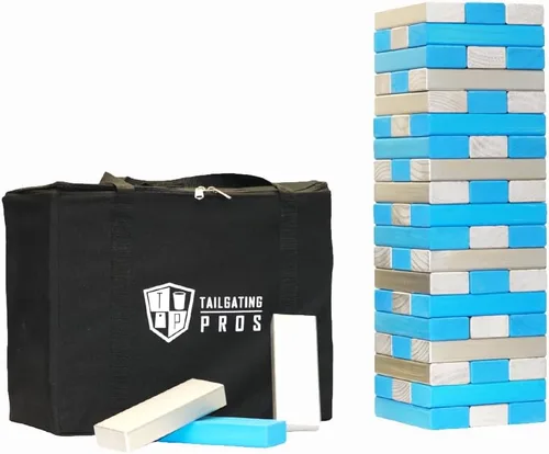 Miniatura 26 de Tailgating Pros Maderas Gigantes Premium que se Derrumban con Estuche de Transporte – ¡Elige los Colores de tu Equipo! Juego Gigante para Patio al