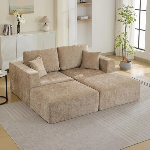 Miniatura 11 de Sofá modular Cloud de 3 plazas sin hueso de 115 pulgadas para habitación familiar, sofá sin espinas comprimida de espuma viscoelástica con asiento