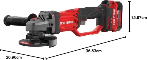 Miniatura 16 de CRAFTSMAN V20 Kit de herramientas de amoladora angular inalámbrica, 4-1/2 pulgadas, batería y cargador incluidos (CMCG400M1)