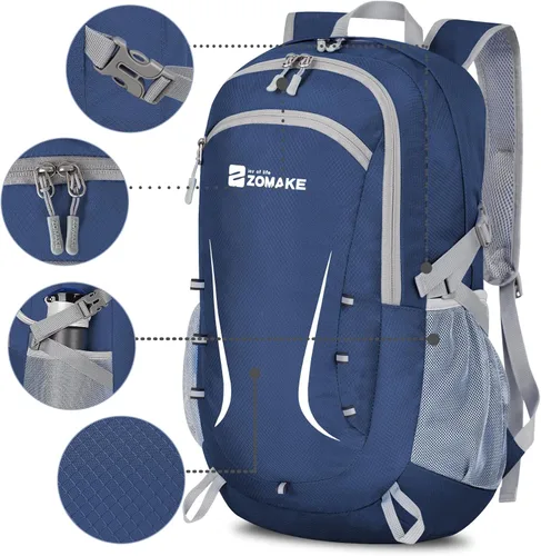 Miniatura 4 de Zomake - Mochila de senderismo plegable resistente al agua, mochila ligera de 40 litros para viajes, mochila plegable Backpacks, Collapsible, Azul