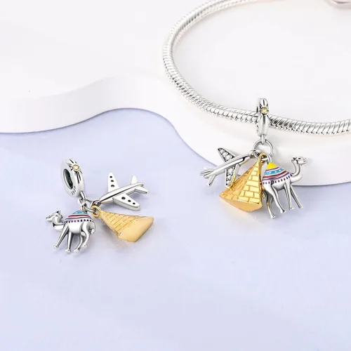 Miniatura 191 de MULA - Dijes de plata de ley 925 para pulseras y collares, colgantes de letras para la familia, cuentas de viaje en avión, dijes de árbol
