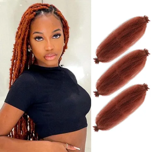 Miniatura 51 de Cabello afro elástico y trenzado de 30 pulgadas 2 paquetes, cabello preesponjado y trenzado elástico pre-estirado para extensiones de cabello suave