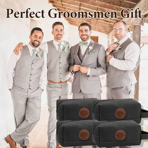 Miniatura 7 de Paquete de 2 bolsas de aseo personalizadas para hombres hechas a mano, kit de cuero personalizado para hombres, regalos personalizados para hombres
