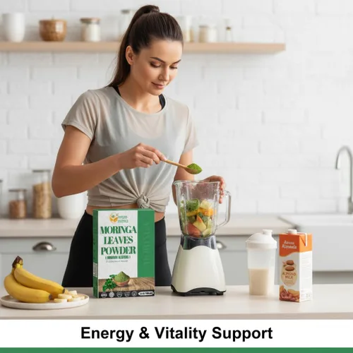 Miniatura 5 de Herbs Botanica Polvo de hoja de moringa oleifera puro premium de la India, bebida natural fresca de la mañana, vitaminas e inmunidad, vitaminas