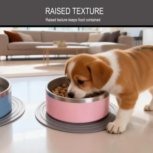 Miniatura 3 de Paquete de 2 tapetes de silicona para comida de mascotas, tapete de goma pequeño para tazón de gato, tapete de comida para gatos, mantel individual