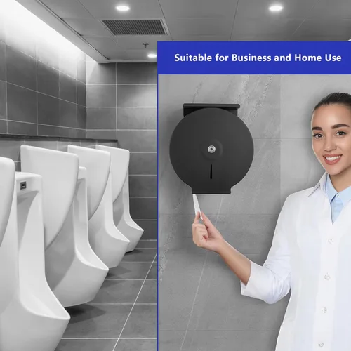 Miniatura 6 de Dispensador de papel higiénico gigante comercial con estante, soporte de rollo de acero inoxidable para montaje en pared, dispensadores de papel