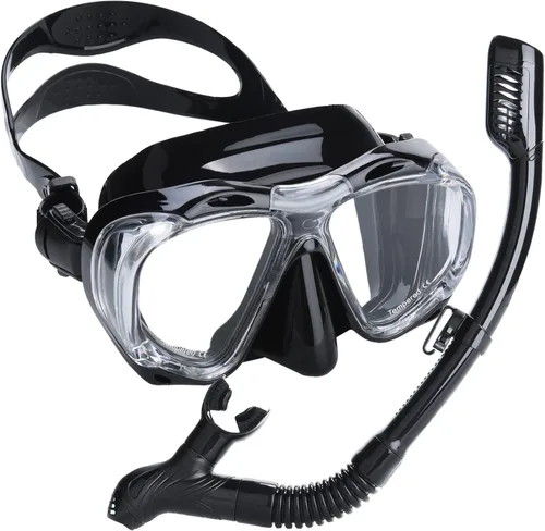 Miniatura 8 de Snorkel Set Wide-View Adult Snorkeling Scuba Gear, Professional Snorkel Goggles Anti-Fog Diving Mask, Anti-Leak Swim Goggles and Dry Top Snorkel for