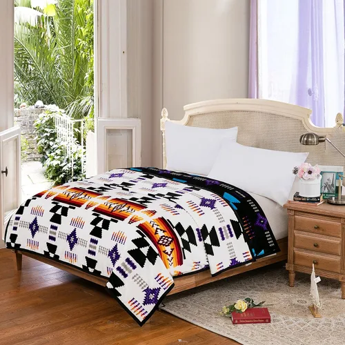 Miniatura 7 de Southwest Design - Manta reversible súper suave (estampado navajo) tamaño King (turquesa)