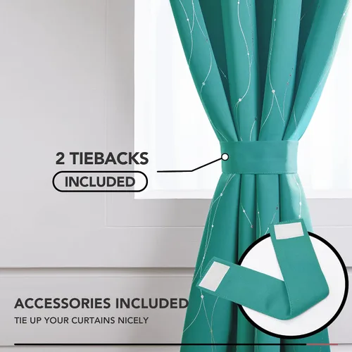 Miniatura 4 de Deconovo Cortinas blackout para ventana grande, 108 pulgadas de largo, con reducción de ruido, patrón de líneas onduladas y puntos