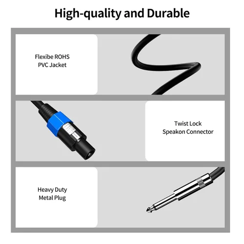 Miniatura 2 de Paquete de 2 cables de altavoz de audio de 6 pies a 1/4 pulgadas, cable de altavoz de audio profesional de 12 AWG con bloqueo giratorio