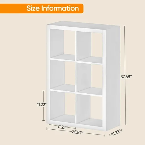 Miniatura 3 de Estantería con contenedor de almacenamiento, organizador de almacenamiento de 6 cubos, estantería abierta de madera moderna, estante de cubículos