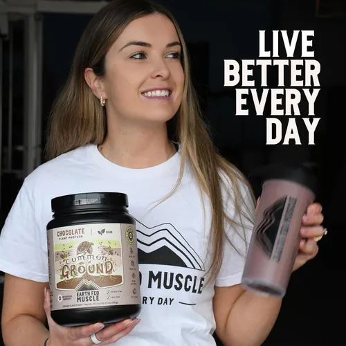 Miniatura 7 de Earth Fed Muscle Proteína vegetal de tierra común – Proteína vegetal de chocolate en polvo con MCT en polvo con soja y sin gluten, sin azúcar
