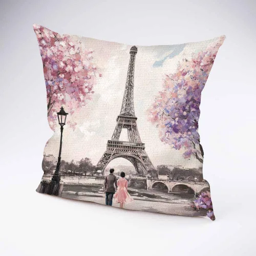 Miniatura 2 de Pehede Funda de almohada decorativa de lino y algodón con diseño de pintura al óleo de París, vista de la calle de París, para sofá, silla