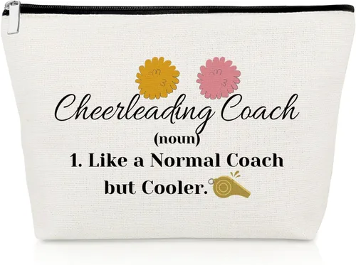 Regalo de animadora para niñas, bolsa de maquillaje de animadora para animadoras, bolsa de cosméticos para entrenador de jubilación, regalo de
