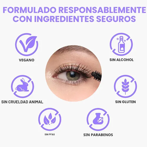 Miniatura 5 de Wonderskin Máscara de pestañas negra para volumen, longitud y rizo, alargamiento, voluminización y maquillaje de pestañas a prueba de manchas