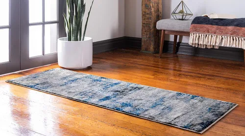 Miniatura 5 de Unique Loom Mystic Collection - Alfombra Sena (2 pies x 6 pies, color azul marino/beige)