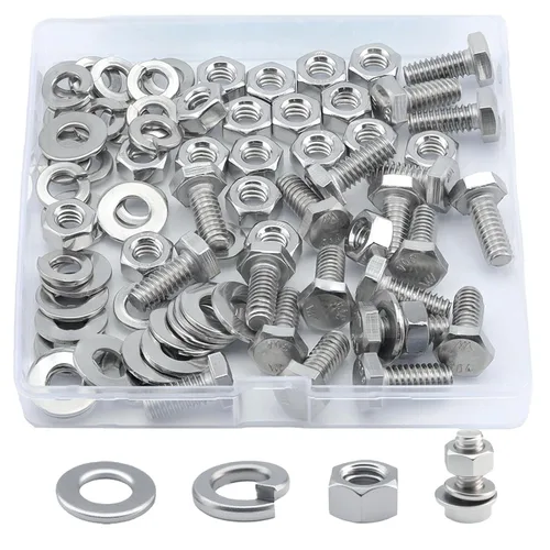 Miniatura 13 de Tornillo de cabeza hexagonal 1/4-20 x1 (20 unidades), tuercas de bloqueo, kits de arandelas planas y de bloqueo, acero inoxidable 304 18-8