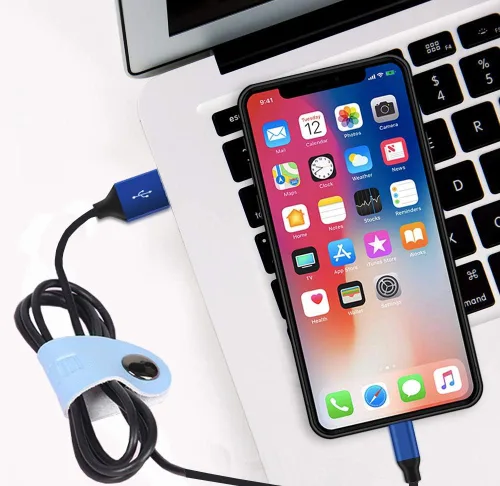 Miniatura 4 de Sujetador de piel para cables, para audífonos (juego de 3), Blanco