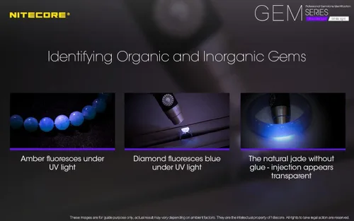 Miniatura 3 de NITECORE GEM10UV - Linterna de identificación de gemas con LED ultravioleta, color negro